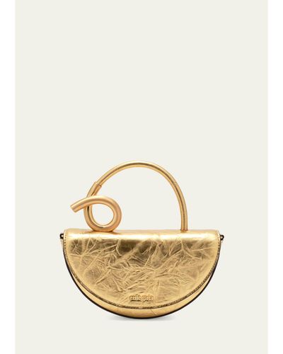 Cult Gaia Azariah Nano Sculptural Metallic Leather Top-Handle Bag