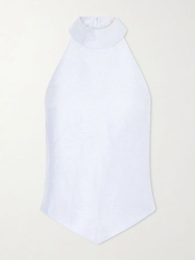 CULT GAIA Bina linen and silk-blend halterneck top