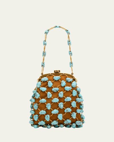 Cult Gaia Brielle Caged Suede Top-Handle Bag