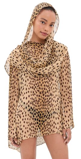 Cult Gaia Cult Gaia Beaux Silk Mini Dress Cheetah