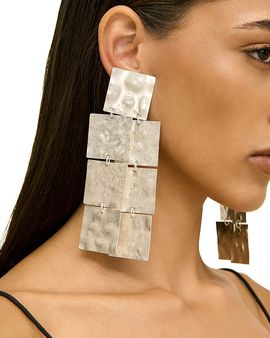 Cult Gaia Cult Gaia Evelis Hammered Square Clip On Statement Earrings
