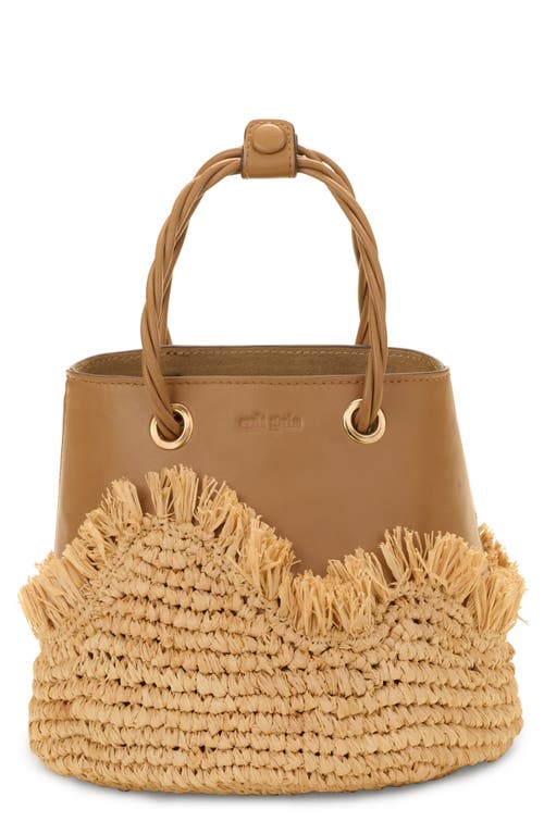 Cult Gaia Cult Gaia Jojo Leather & Raffia Top Handle Bag