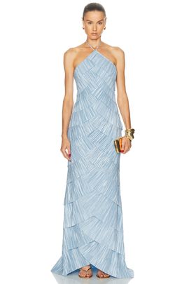 viscose blend slinky sheer lace detail asymmetric knit midaxi dress Modal Lace-Trim Midaxi Dress in Soft Pink - 4 main image 1