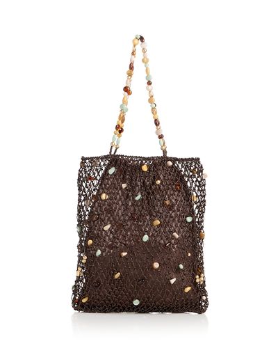 Cult Gaia Cult Gaia Mercier Beaded Woven Leather Tote