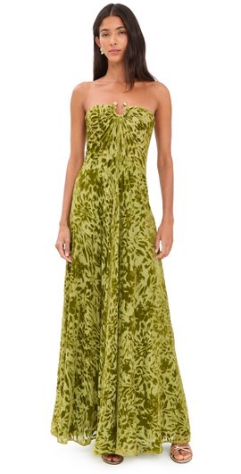 Cult Gaia Cult Gaia Renay Burnout Velvet Dress Chive