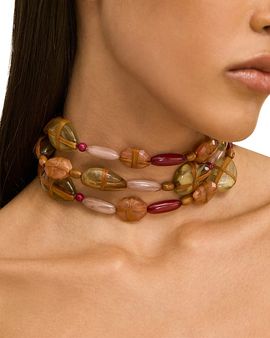 Cult Gaia Cult Gaia Tygra Beaded Multi Row Choker Necklace, 16.54