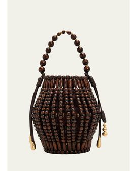 Cult Gaia Mercier Beaded Leather Top-Handle Bag