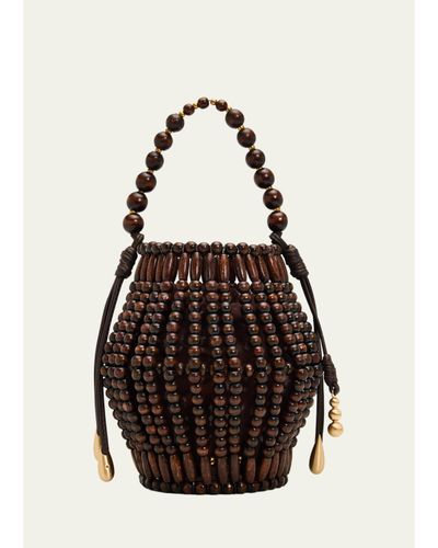 Cult Gaia Mercier Beaded Leather Top-Handle Bag