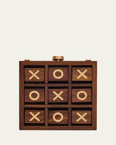Cult Gaia Tic Tac Toe Wood Clutch Bag