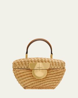 Cult Gaia Tyla Woven Rattan Top-Handle Bag