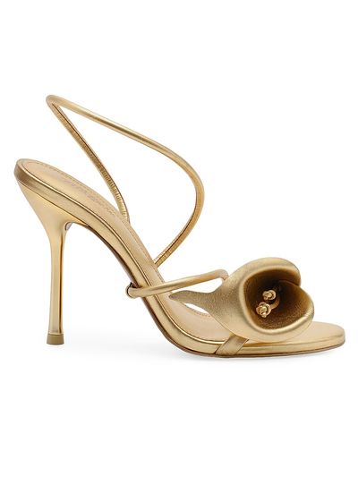 Cult Gaia Women's Cassidy 100MM Floral Metallic Leather Slingback Sandals