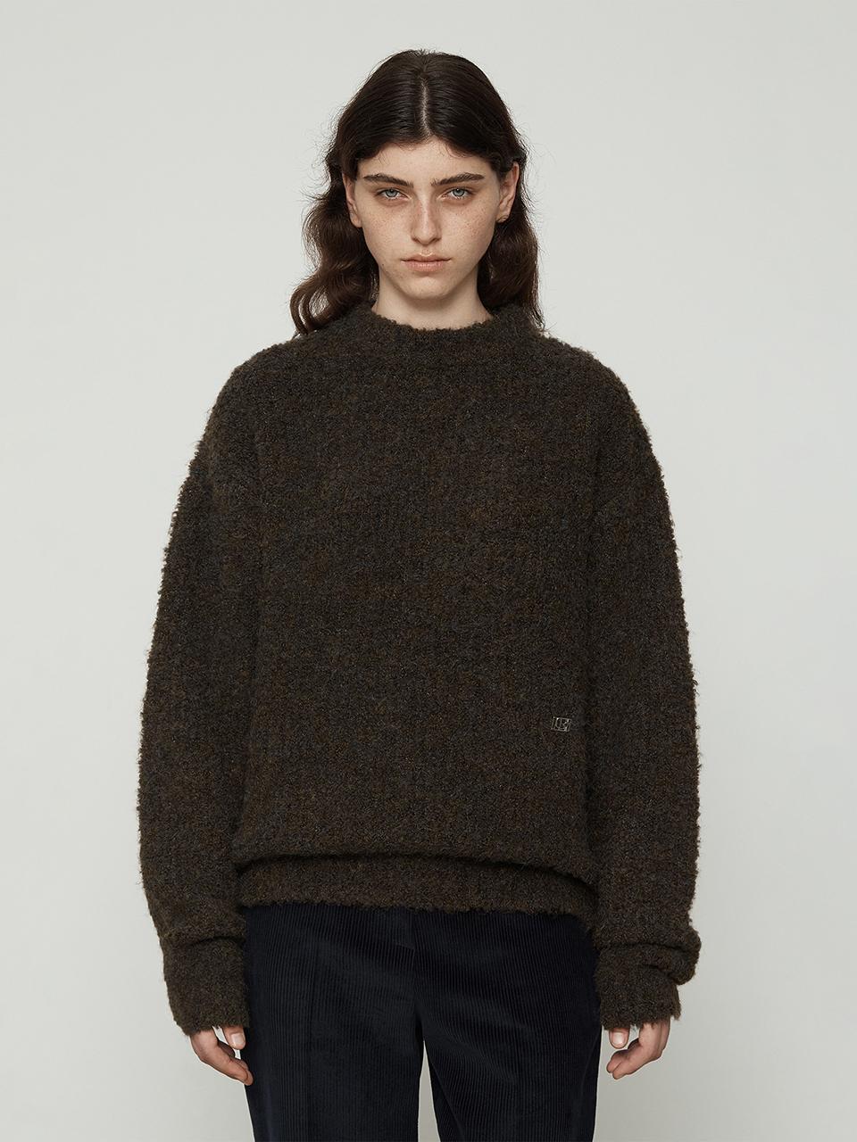 Current Boucle Mix Crew Neck Knit Top [Brown]