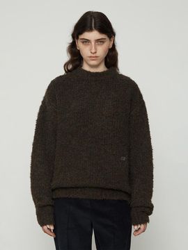 Current Boucle Mix Crew Neck Knit Top [Brown]
