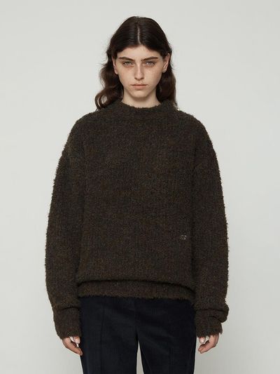 Current Boucle Mix Crew Neck Knit Top [Brown]