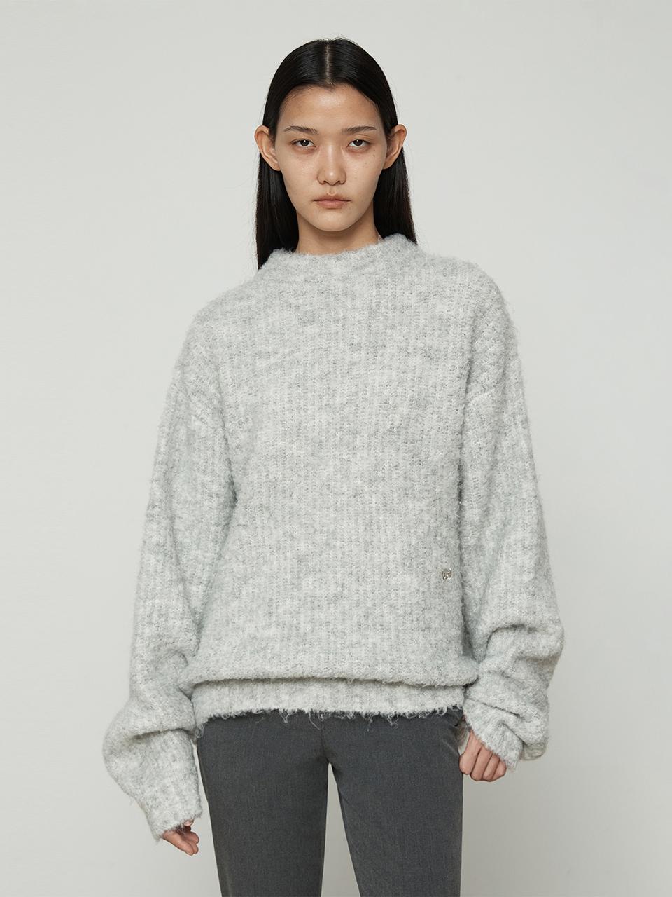 Current Boucle Mix Crew Neck Knit Top [White]