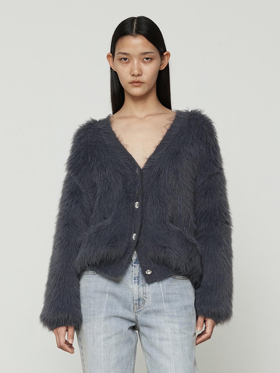 Current ELMO Hairy Cardigan [Charcoal]