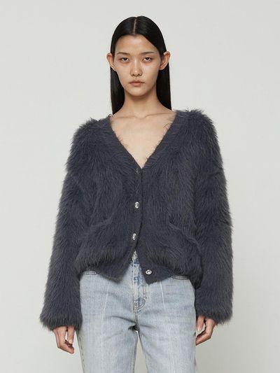 Current ELMO Hairy Cardigan [Charcoal]