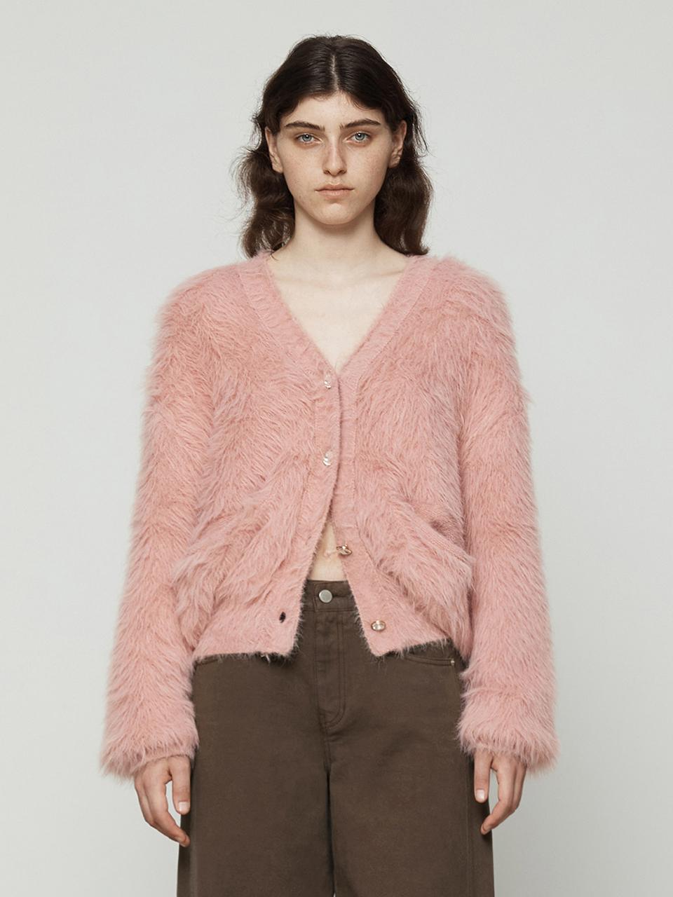 Current ELMO Hairy Cardigan [Deep Pink]