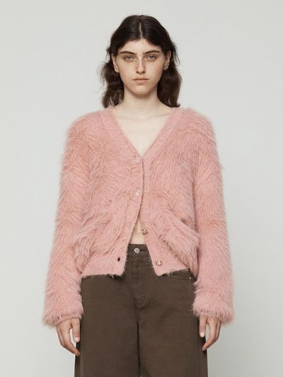 Current ELMO Hairy Cardigan [Deep Pink]