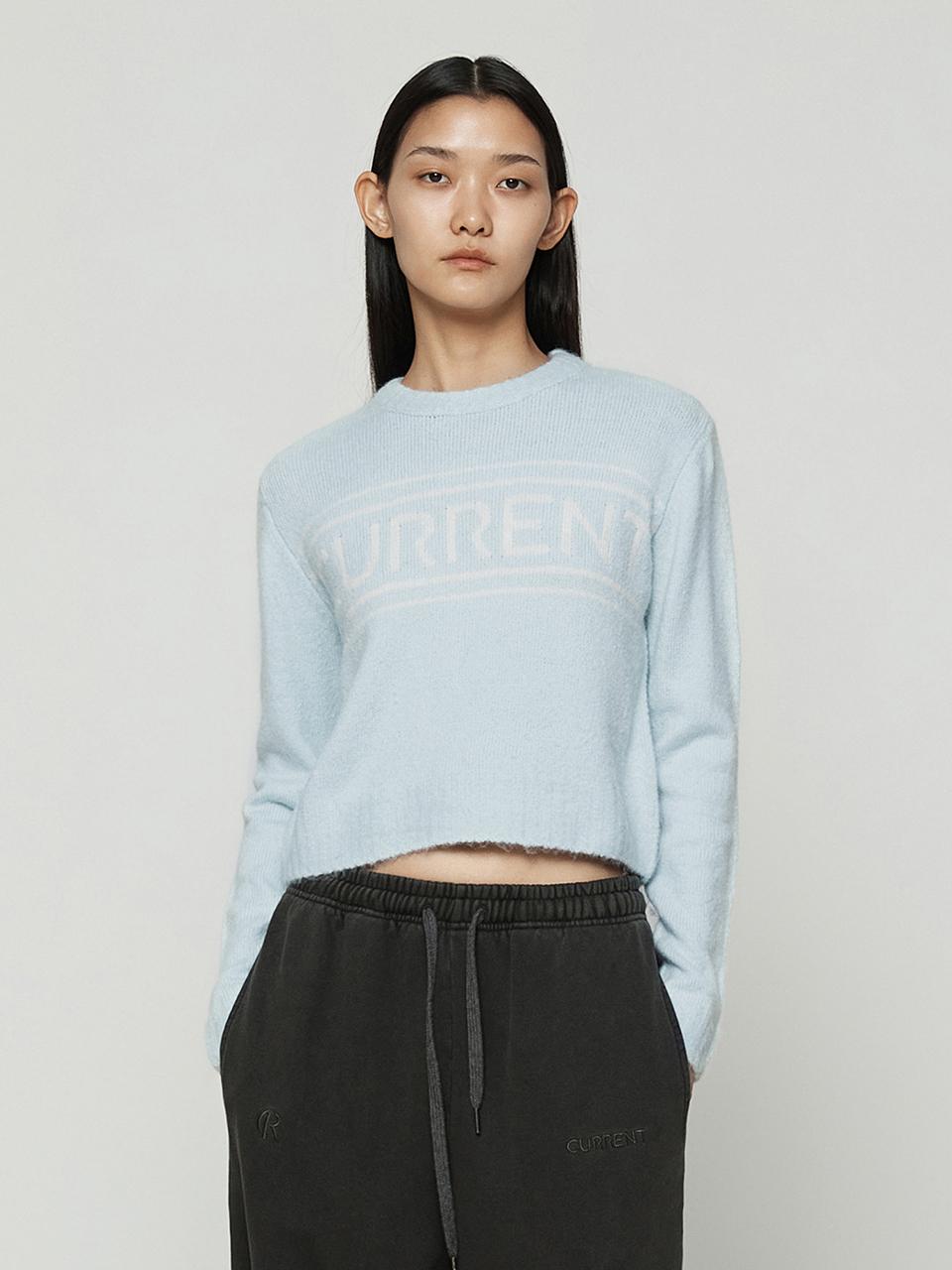 Current Logo Intasha Crew Neck Knitwear [Light Blue]