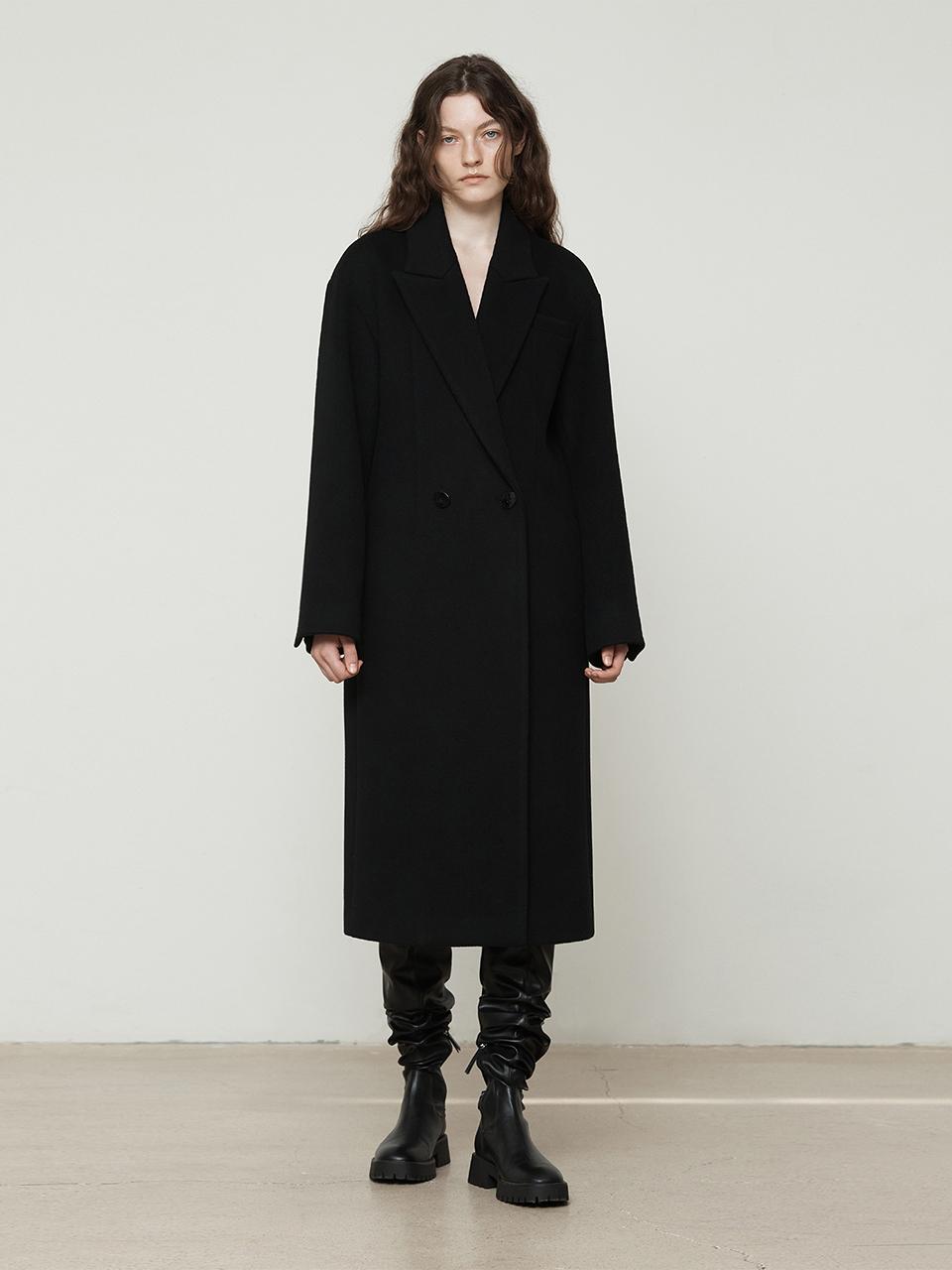 Current Semi-overfit long coat [Black]