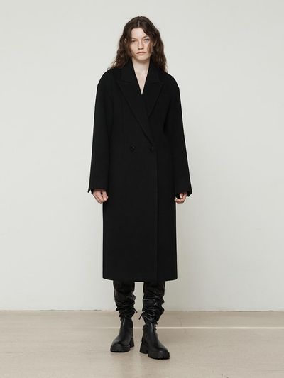Current Semi-overfit long coat [Black]