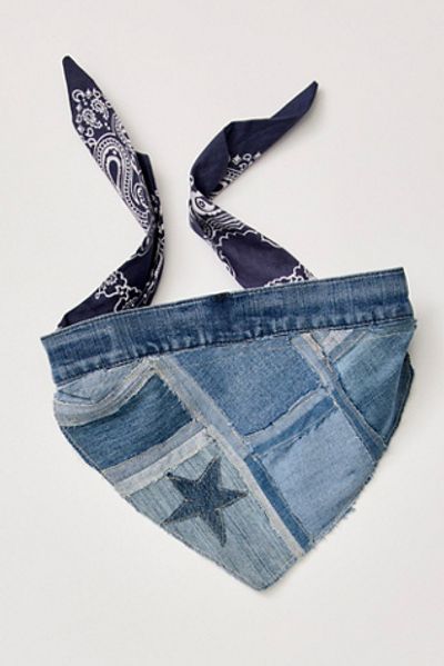 Curried Myrrh Patched Denim Mini Scarf