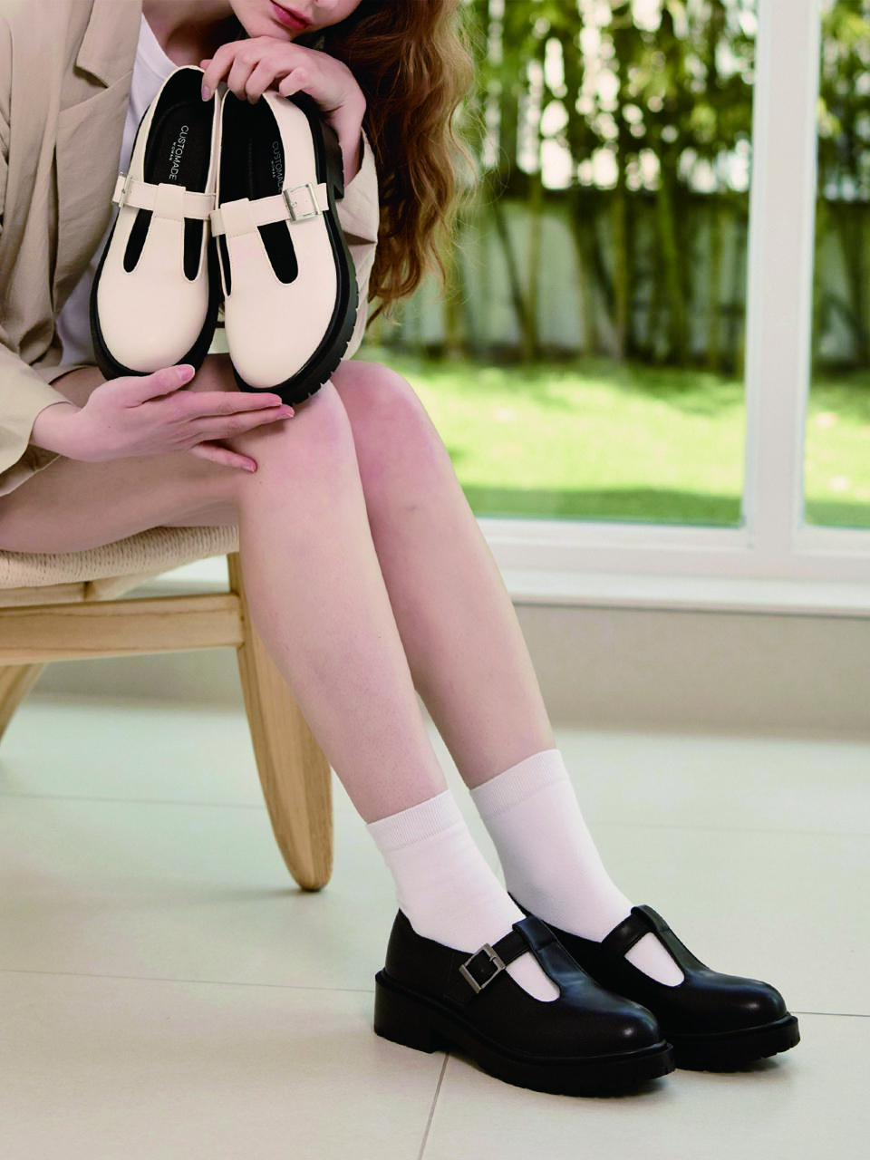 CUSTOMADE WOMAN Bella T-strap Chunky Loafer_Black
