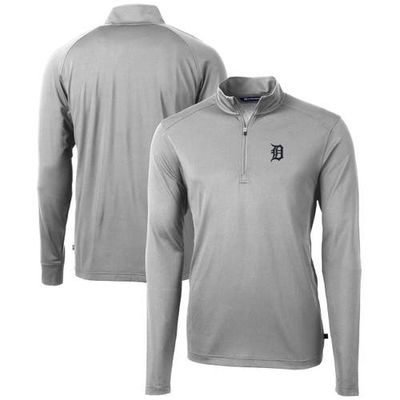Cutter & Buck Men's Cutter & Buck Gray Detroit Tigers Virtue Eco Pique Recycled Quarter-Zip Pullover Top 