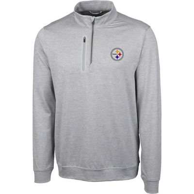 Cutter & Buck Men's Cutter & Buck Heather Gray Pittsburgh Steelers Big & Tall Stealth Quarter-Zip Pullover Jacket 