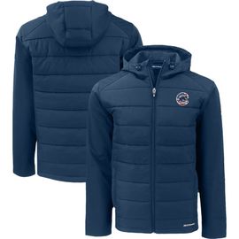 Cutter & Buck Men's Cutter & Buck Navy Chicago Cubs Stars & Stripes Big & Tall Evoke Hybrid Eco Softshell Recycled Full-Zip Hoodie Jacket 