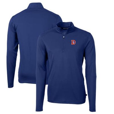 Cutter & Buck Men's Cutter & Buck Royal Denver Broncos Throwback Logo Virtue Eco Pique Recycled Quarter-Zip Big & Tall Pullover Top 