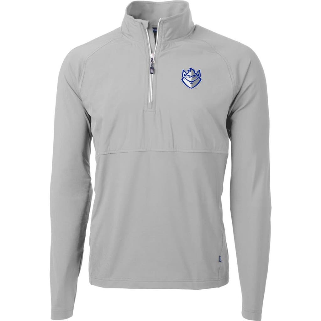 Cutter & Buck Men's Cutter & Buck Silver Saint Louis Billikens Adapt Eco Knit Hybrid Recycled Quarter-Zip Pullover Top 