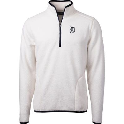 Cutter & Buck Men's Cutter & Buck White/Navy Detroit Tigers Cascade Eco Sherpa Fleece Quarter-Zip Pullover Jacket 