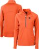 Cutter & Buck Women's Cutter & Buck Orange Cincinnati Bengals Helmet Logo Adapt Eco Knit Stretch Recycled Half-Zip Pullover Top  - 1