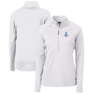 Cutter & Buck Women's Cutter & Buck White Detroit Lions Throwback Logo Adapt Eco Knit Stretch Recycled Half-Zip Pullover Top 