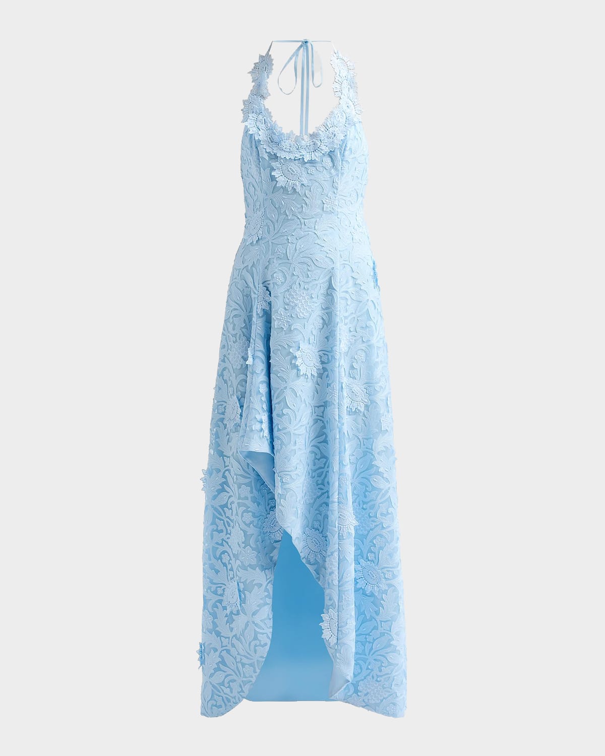 Cynthia Rowley Avira Floral Appliqué Lace Halter Gown