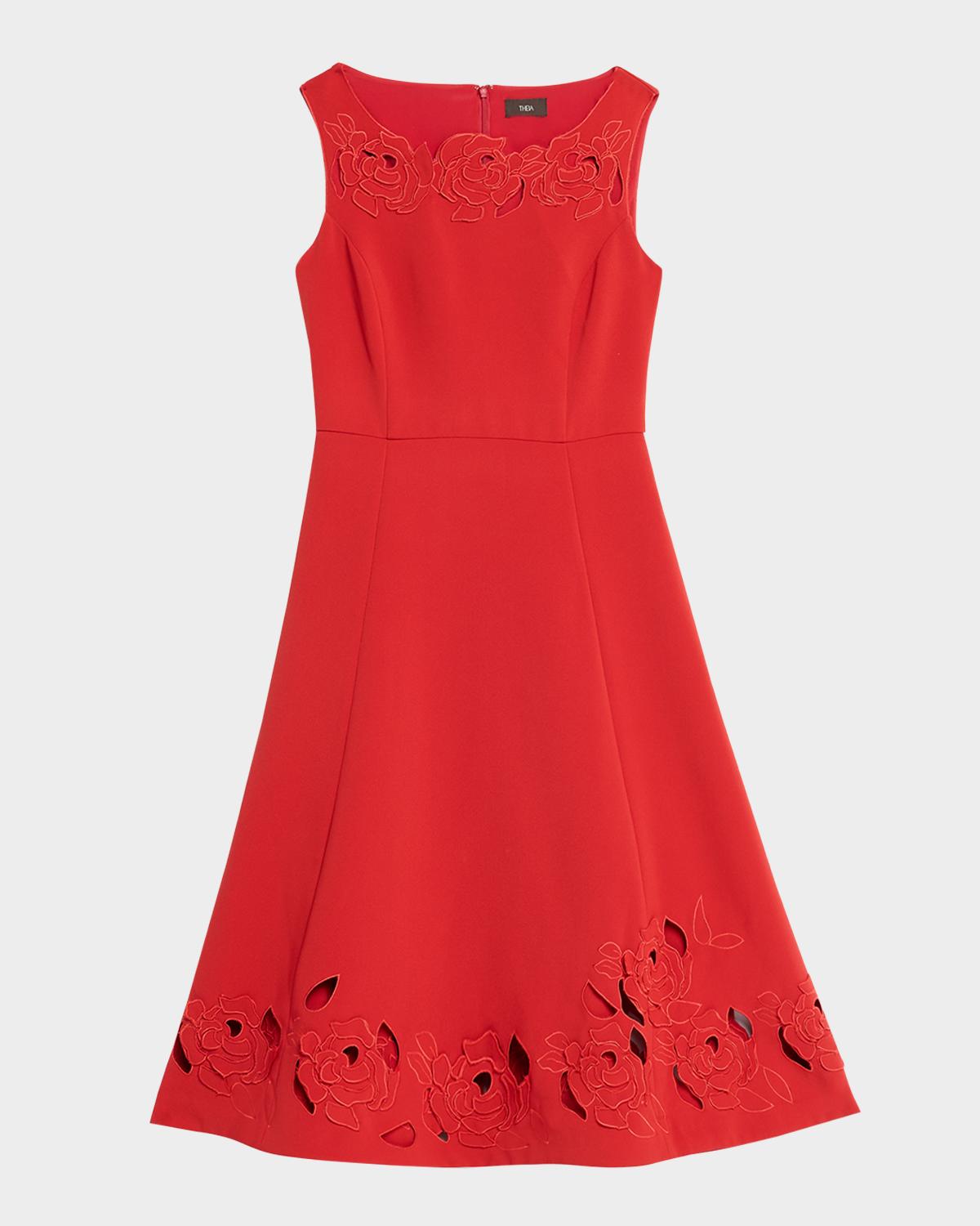 Cynthia Rowley Christabel Embroidered Cutout Midi Dress