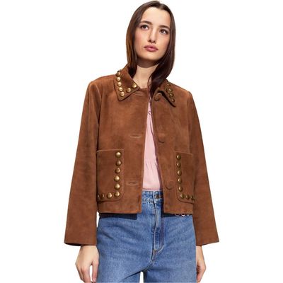 Cynthia Rowley Cynthia Rowley Studded Suede Cropped Jacket