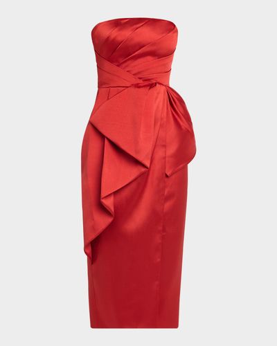 Cynthia Rowley Dorothea Draped Strapless Midi Dress