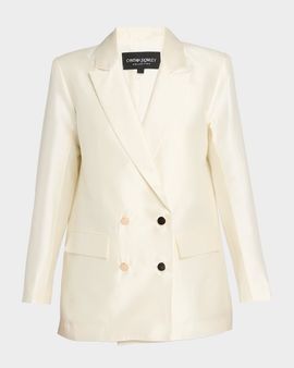 Cynthia Rowley Double-Breasted Silk-Wool Jacket