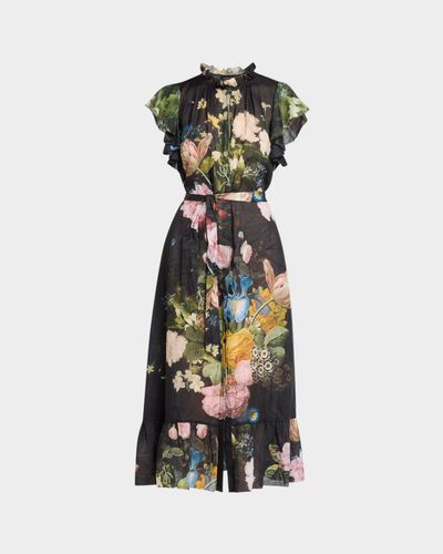 Cynthia Rowley Floral-Print Ramie Kaftan