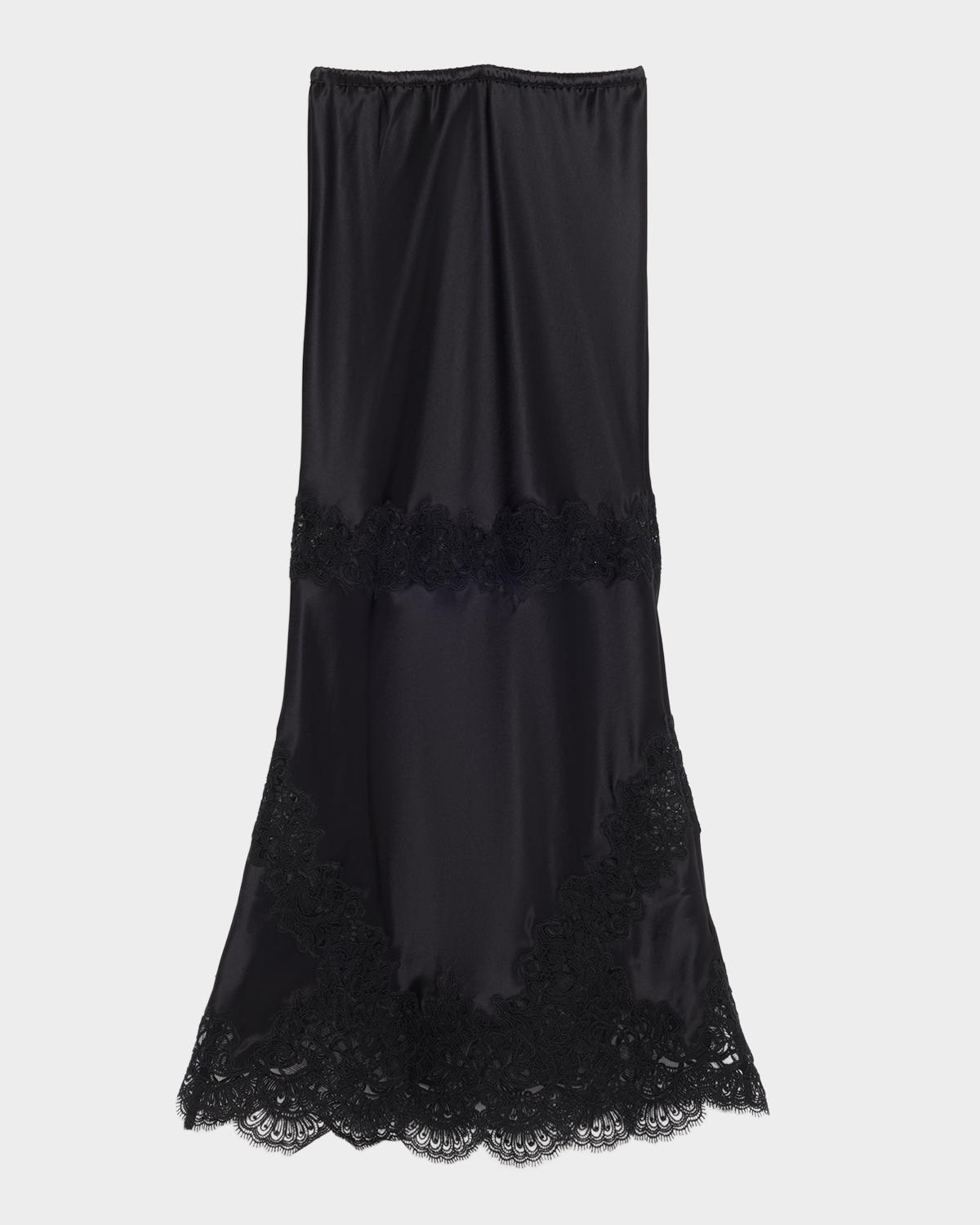 Cynthia Rowley Lace-Trim Satin Maxi Skirt