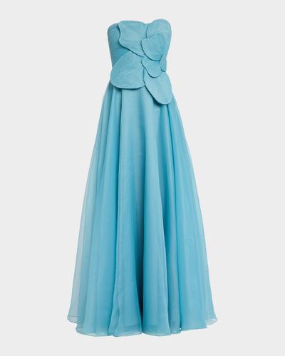 Cynthia Rowley Lyon Strapless Flower-Embellished Gown
