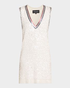 Cynthia Rowley Sleeveless Sequin Wool-Cashmere Knit Mini Dress