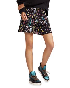 Cynthia Rowley Smocked-Waist Printed Ruffle Mini Skirt