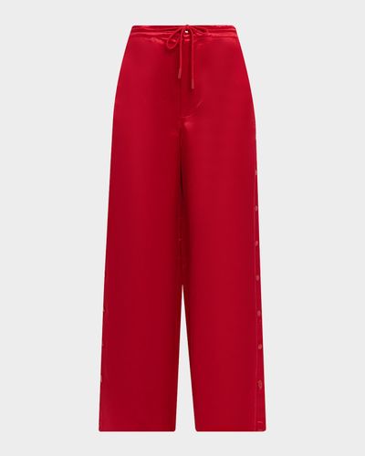 Cynthia Rowley Wide-Leg Snap Silk Pants