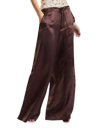 Cynthia Rowley Women's Breakaway Snap-Side Silk-Blend Wide-Leg Pants