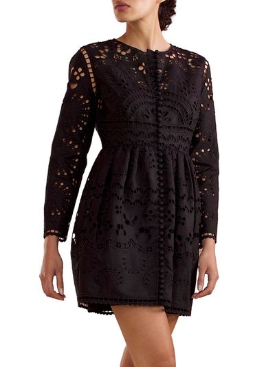 Cynthia Rowley Women's Eyelet Long-Sleeve Minidress