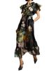 Cynthia Rowley Women's Floral Tie-Waist Ramie Caftan Midi-Dress - 2